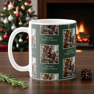 Frohe Weihnachten Grüne Foto-Feiertag Kaffeetasse