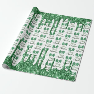 Frohe Weihnachten - grüne Glitzer Geschenkpapier