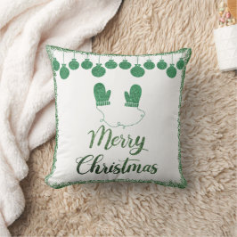 Frohe Weihnachten - grüne Glitzer Kissen