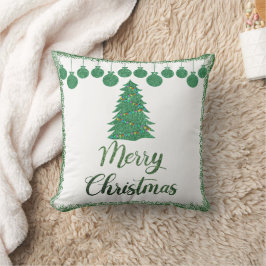 Frohe Weihnachten - grüne Glitzer Kissen