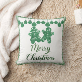 Frohe Weihnachten - grüne Glitzer Kissen