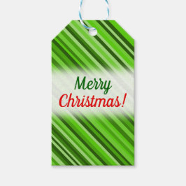 "Frohe Weihnachten!" + Grüne Linien/Streifen Muste Geschenkanhänger