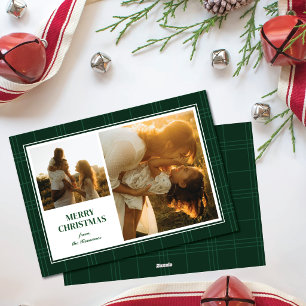 Frohe Weihnachten Grüne Streifen Karo Zwei-Foto-Ra