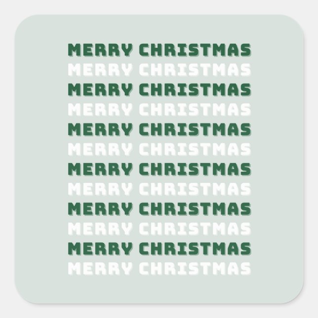 Frohe Weihnachten, grüne Weihnachtskunst, Urlaub Quadratischer Aufkleber (Vorderseite)
