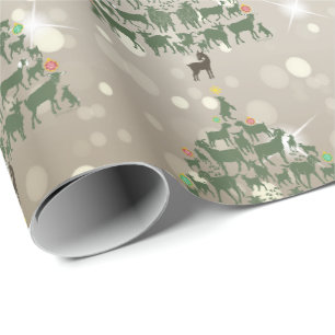 Frohe Weihnachten Grüne Ziege Weihnachtsbaumen Geschenkpapier