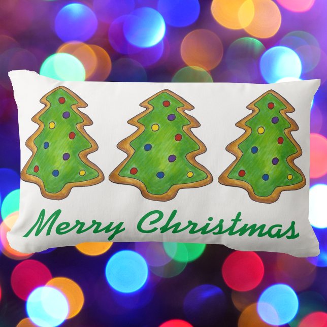 Frohe Weihnachten Grünen Zucker Keksbaum Urlaub Lendenkissen (Christmas tree cookie pillow)