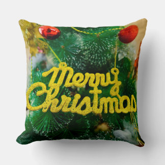 Frohe Weihnachten Grüner Glitter Weihnachtsbaum Fe Kissen