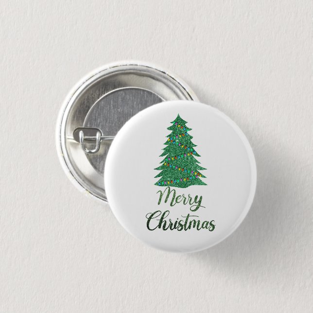 Frohe Weihnachten - grüner Glitzer Button (Vorne & Hinten)
