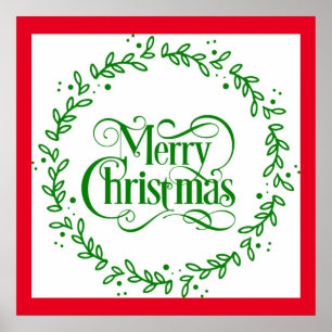 FROHE WEIHNACHTEN GRÜNER KRANZ POSTER