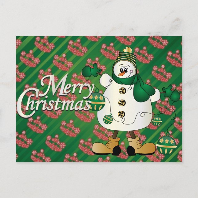 Frohe Weihnachten Grüner Snowman (Vorderseite)