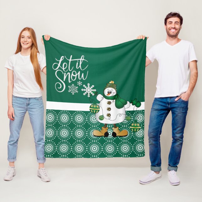 Frohe Weihnachten Grüner Snowman Fleecedecke (Beispiel)