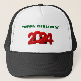 Frohe Weihnachten Grüner Text 2024 Roter Text Stil Truckerkappe