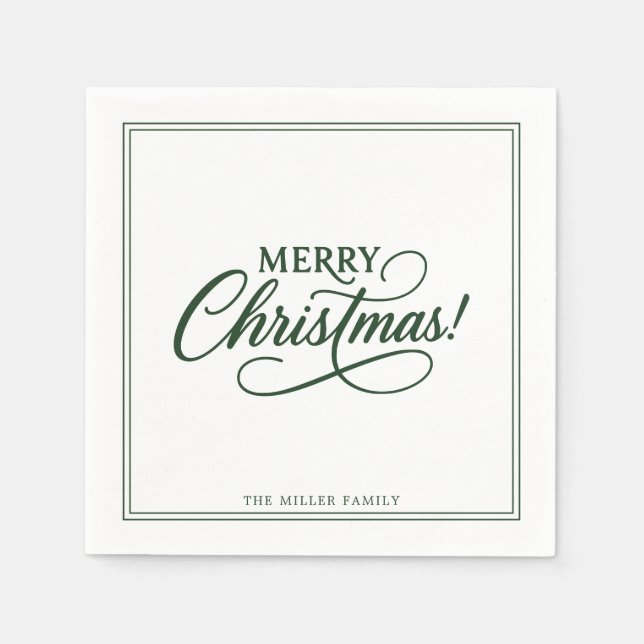 Frohe Weihnachten grüner Text, Urlaub Serviette (Vorderseite)