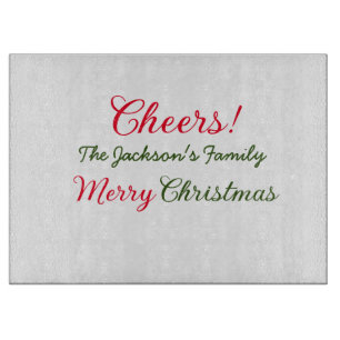 Frohe Weihnachten Grüße Familienname Text Foto hin Schneidebrett
