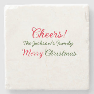 Frohe Weihnachten Grüße Familienname Text Foto hin Steinuntersetzer