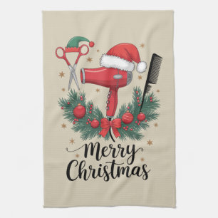 Frohe Weihnachten Hairstylist Friseur Xmas Haare  Geschirrtuch