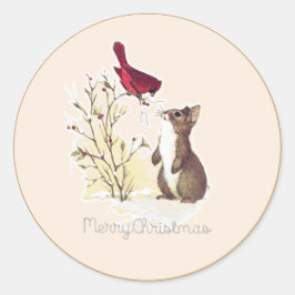 Frohe Weihnachten Hallo Bunny Runder Aufkleber