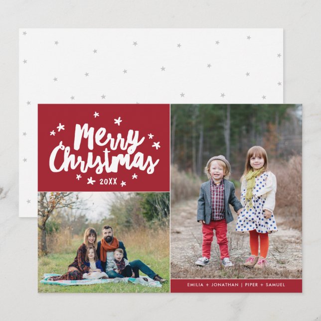 Frohe Weihnachten Hand Briefe 2 Foto Urlaub (Vorne/Hinten)