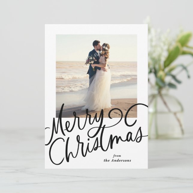 Frohe Weihnachten - Hand Lettered Holiday Card Einladung (Stehend Vorderseite)