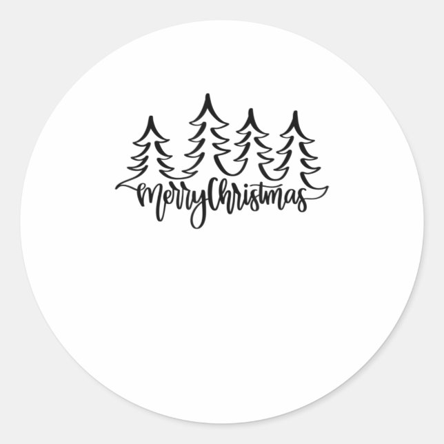 Frohe Weihnachten handgeschriebene Bäume für Runder Aufkleber (Vorderseite)