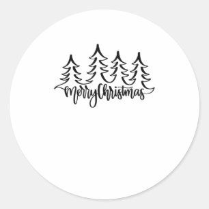 Frohe Weihnachten handgeschriebene Bäume für Runder Aufkleber