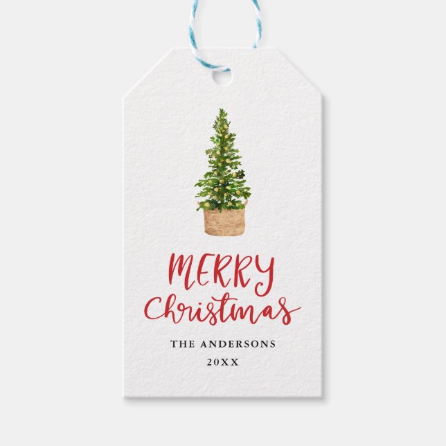 Frohe Weihnachten handgeschriebene Skripte festlic Geschenkanhänger (Vorderseite)