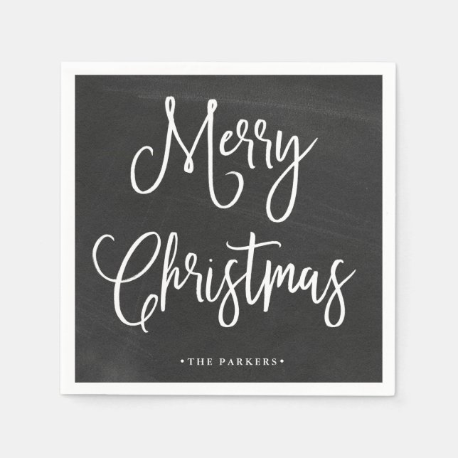 Frohe Weihnachten | Handgeschriebenes Skript auf C Serviette (Vorderseite)