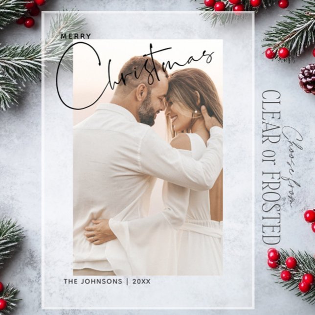 Frohe Weihnachten Handlettered 2 Foto First Xmas Acryleinladungen (Von Creator hochgeladen)