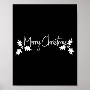 Frohe Weihnachten Handschrift Schrift mit Stechpal Poster