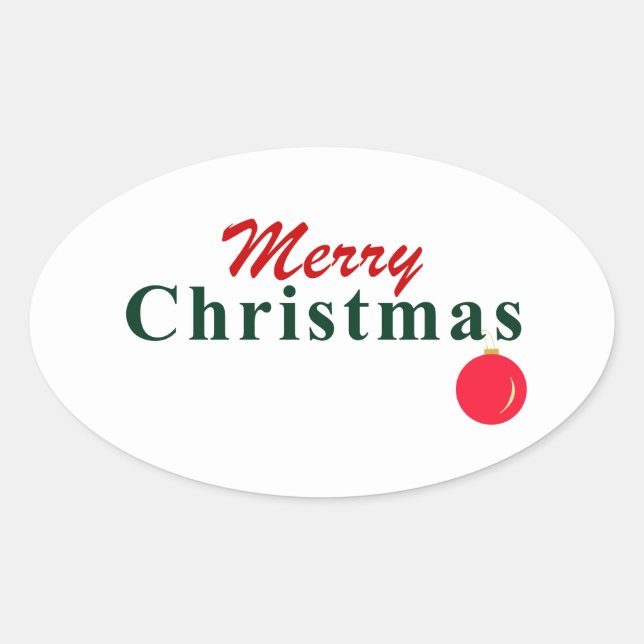 Frohe Weihnachten, hanging Ornament Elegant Modern Ovaler Aufkleber (Vorderseite)