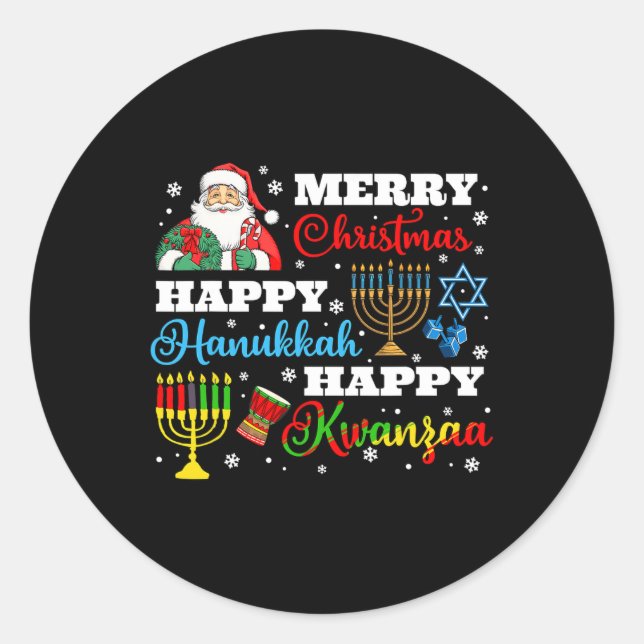 Frohe Weihnachten Hanukkah Kwanzaa jüdischer Afro  Runder Aufkleber (Vorderseite)