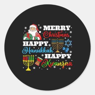 Frohe Weihnachten Hanukkah Kwanzaa jüdischer Afro  Runder Aufkleber