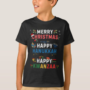 Frohe Weihnachten Happy Hanukkah Happy Kwanzaa 10 T-Shirt