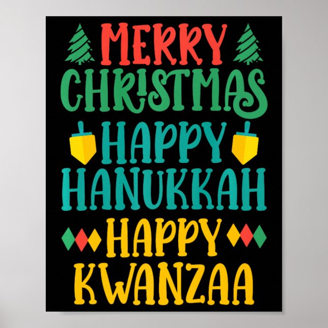 Frohe Weihnachten Happy Hanukkah Happy Kwanzaa 11 Poster (Vorne)