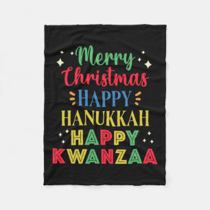 Frohe Weihnachten Happy Hanukkah Happy Kwanzaa 15 Fleecedecke