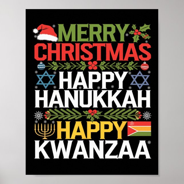 Frohe Weihnachten Happy Hanukkah Happy Kwanzaa 18 Poster (Vorne)