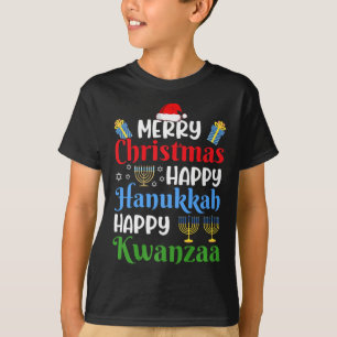 Frohe Weihnachten Happy Hanukkah Happy Kwanzaa 18 T-Shirt