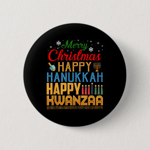 Frohe Weihnachten Happy Hanukkah Happy Kwanzaa 19 Button