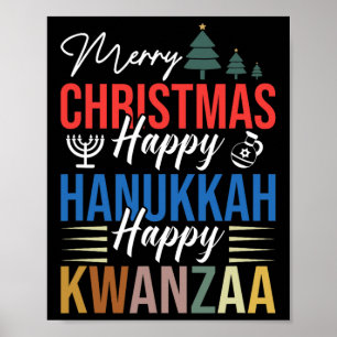 Frohe Weihnachten Happy Hanukkah Happy Kwanzaa 3 Poster