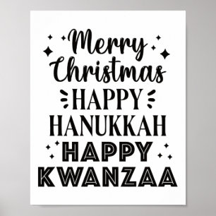 Frohe Weihnachten Happy Hanukkah Happy Kwanzaa 5 Poster