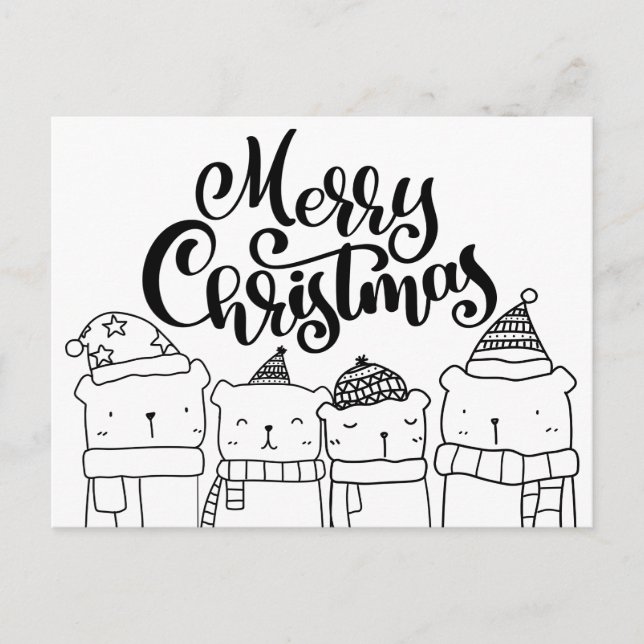 Frohe Weihnachten | Happy Holiday Winter Bears Postkarte (Vorderseite)
