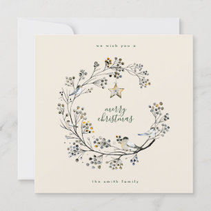 Frohe Weihnachten Happy New Year Creme Green