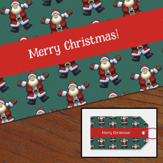 Frohe Weihnachten! Happy Santa Father Xmas Pattern Geschenkanhänger (Von Creator hochgeladen)