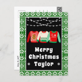 Frohe Weihnachten hässliche Sweaters Grün mit Name