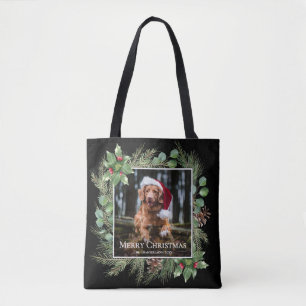 Frohe Weihnachten Haustier-Foto-Kranz Grünzeug Tasche