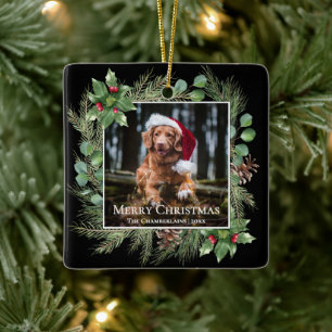 Frohe Weihnachten Haustier-Foto-Kranz  Keramikornament
