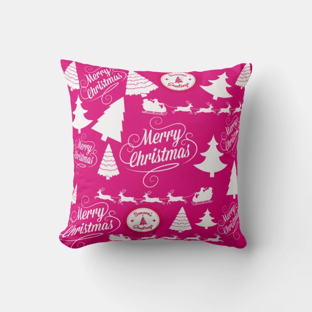 Frohe Weihnachten heiß rosa Feiertage Weihnachten  Kissen (Vorderseite)