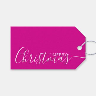 Frohe Weihnachten Heiß rosa Weiß Minimalistisch Geschenkanhänger