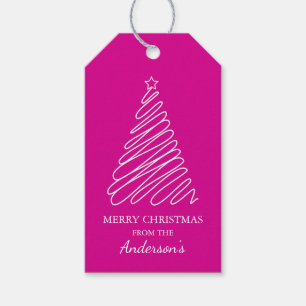 Frohe Weihnachten heiß rosa Weiße Schrift Baum Geschenkanhänger