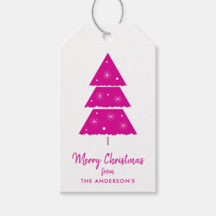 Frohe Weihnachten Heiße Rosa Weihnachtsbaum Schne Geschenkanhänger